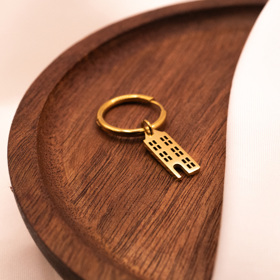 Ohrringe Grachtenhäuser Haus Creole in Gold 18k vergoldet - leichte Ohrringe Holland Amsterdam Häuser