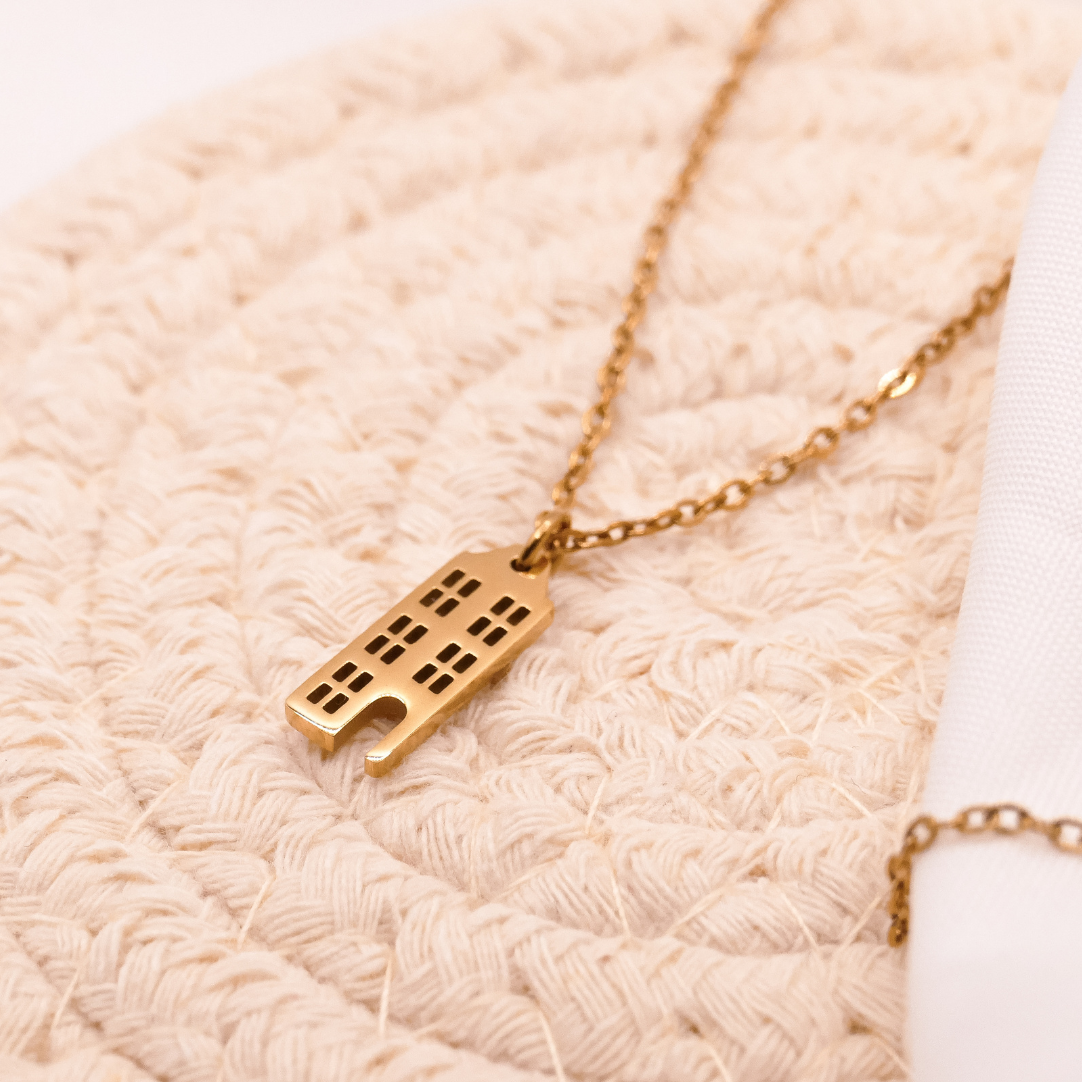 Halskette Grachtenhäuser Haus Kette in Gold 18k vergoldet - Schmuck Holland Amsterdam Häuser - Geschenkidee Reise Freundin süß