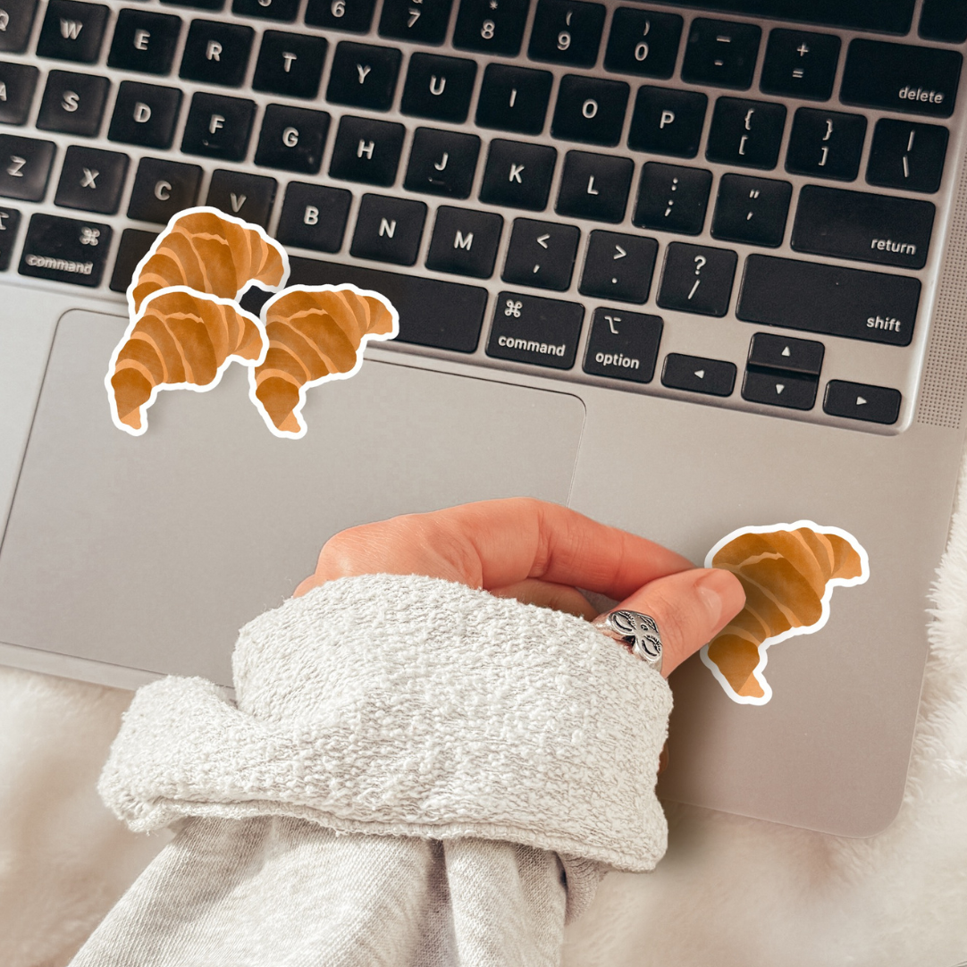 Sticker Croissant Frühstück Bäckerei Vinyl Aufkleber - croissant breakfast sticker - Aufkleber Wasserflasche