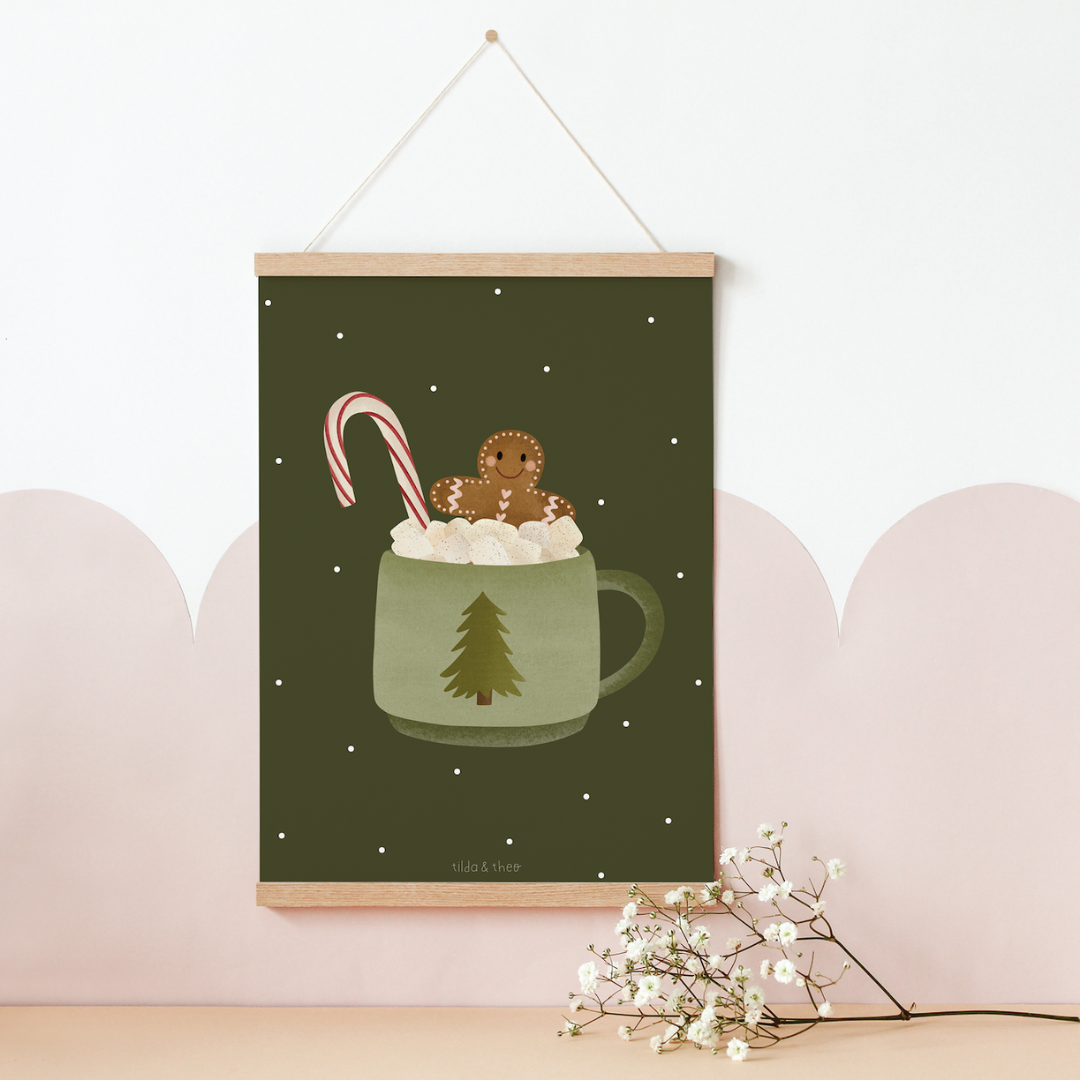 Poster Christmas Hot Chocolate Mug Gingerbread - Wall Decoration Christmas Mug