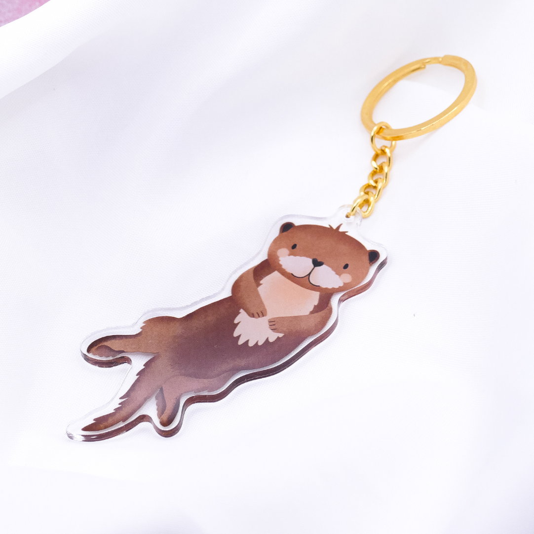 Schlüsselanhänger Otter Tier Acryl - Geschenk Einzug Fischotter süßer Schlüsselanhänger