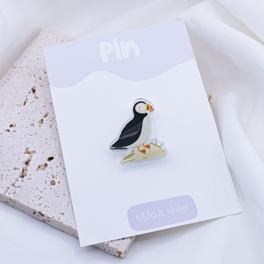 Pin Puffin Papageientaucher Acryl - Geschenk Island Skandinavien Brosche Andenken