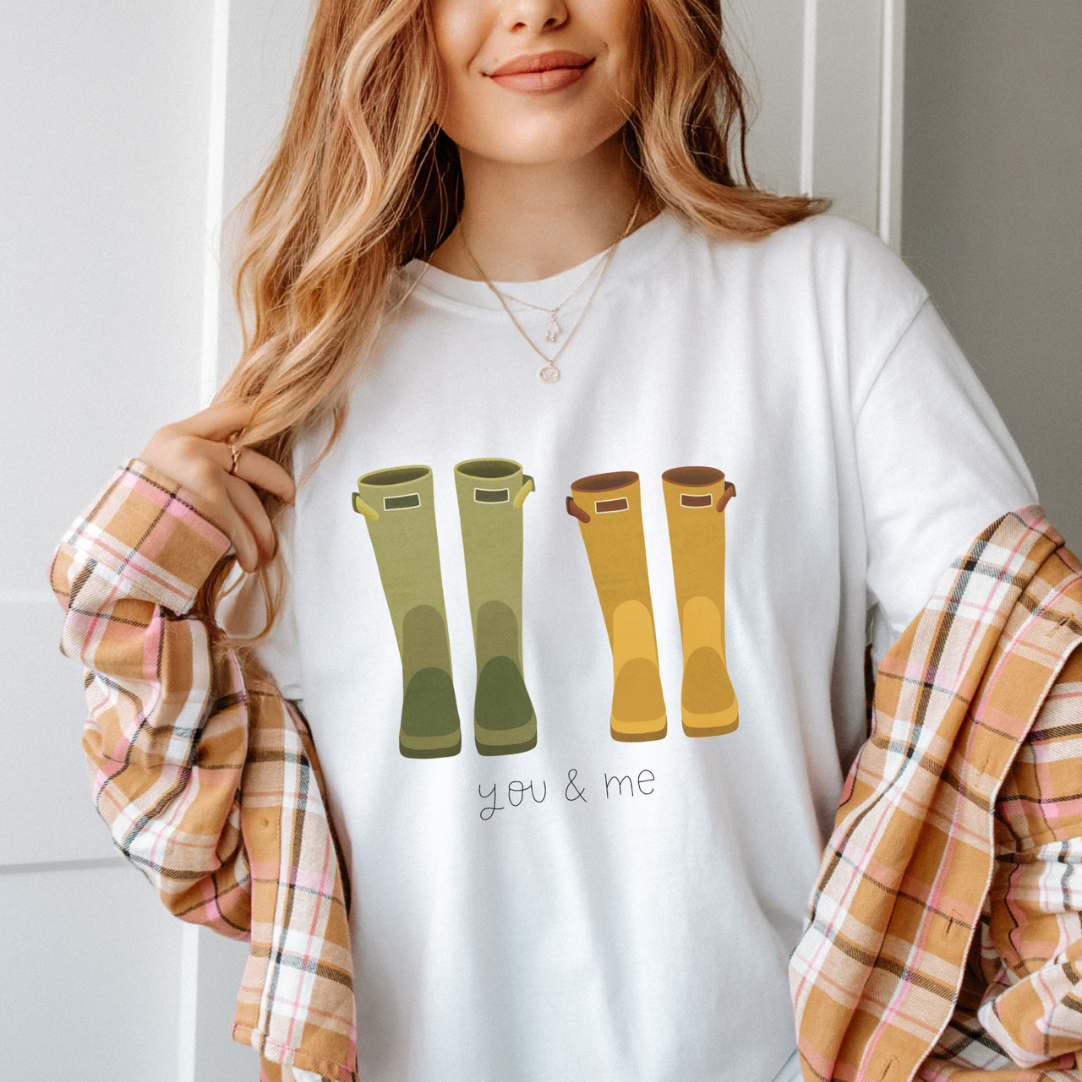 T-Shirt Gummistiefel BIOBAUMWOLLE - Paarshirt Herbst Geschenk you & me