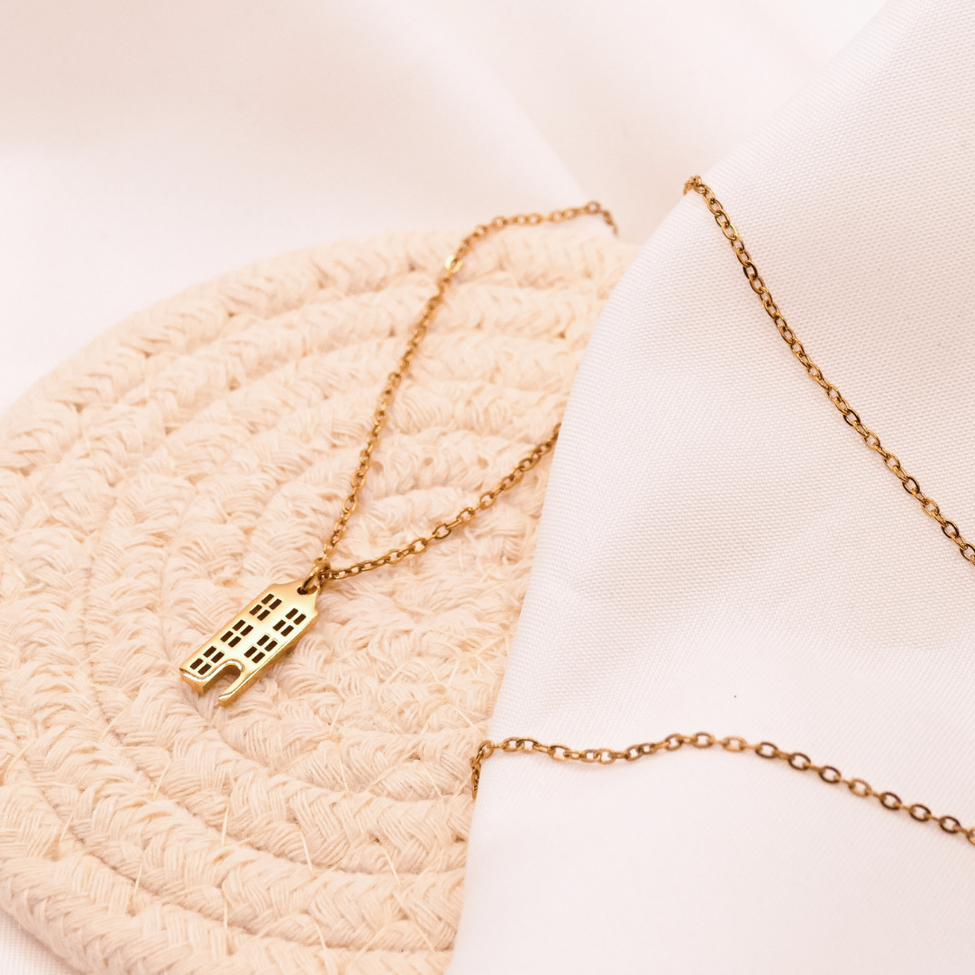 Halskette Grachtenhäuser Haus Kette in Gold 18k vergoldet - Schmuck Holland Amsterdam Häuser - Geschenkidee Reise Freundin süß