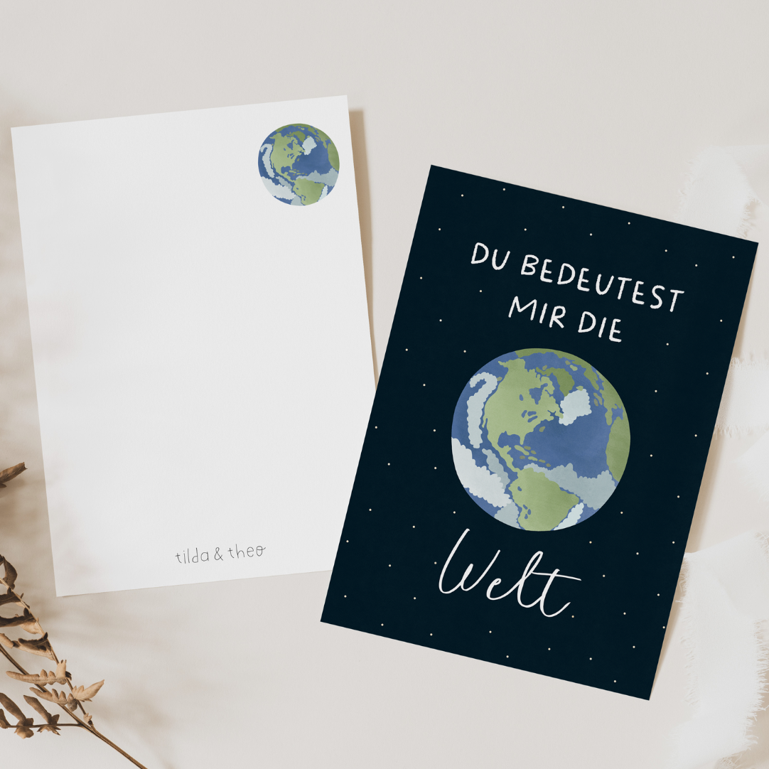 Postkarte Valentinstag "Du bedeutest mir die Welt" - Karte Liebe Partner Jahrestag & Hochzeitstag