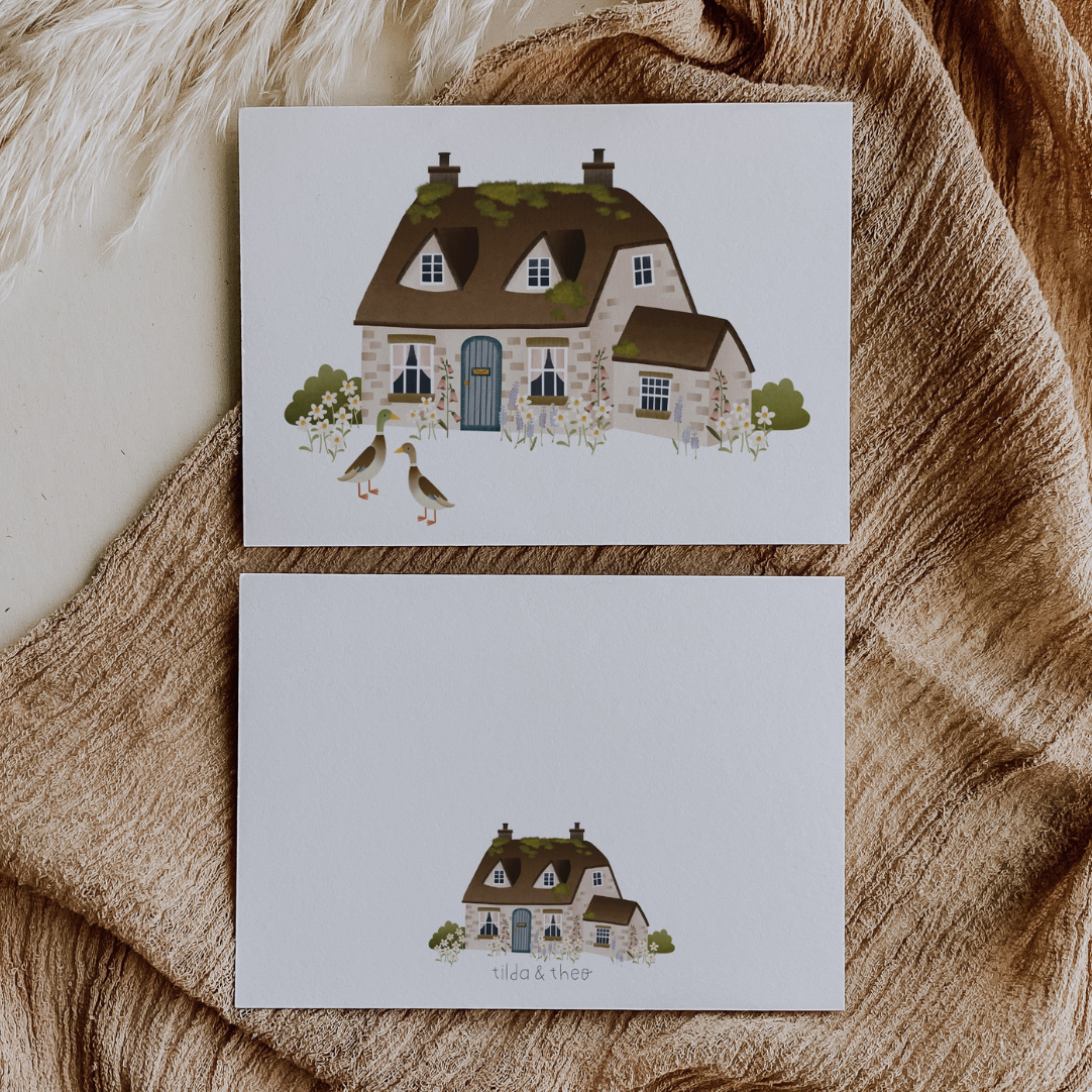 Postkarte Cottage Laufenten Haus Grußkarte Haus Einzug - Englisches Cottage