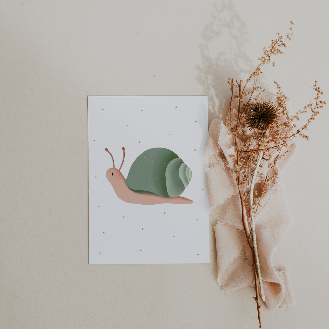 Postcard snail - children's card