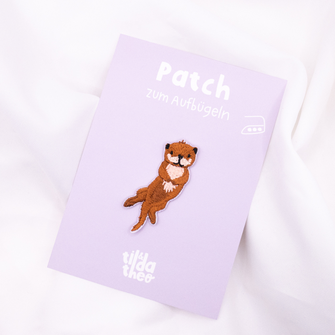 Patch Otter Aufnäher Süßer Tierpatch Shirt bedrucken - Kinder Geschenk Shirt verzieren Iron On Patch Ottergeschenk