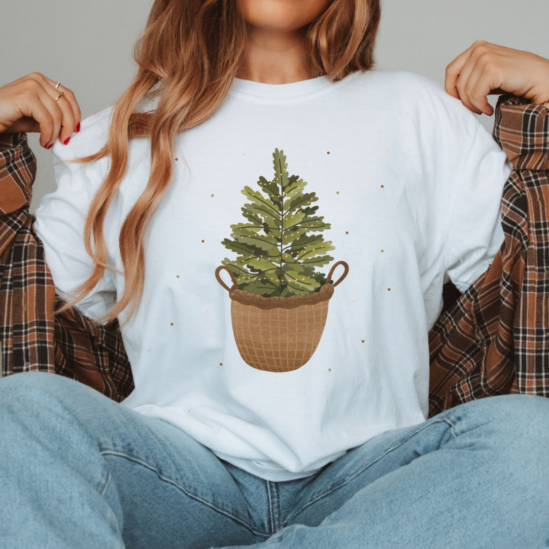 Tshirt Weihnachten Tannenbaum im Korb BIOBAUMWOLLE - Christmas Weihnachtsbaum