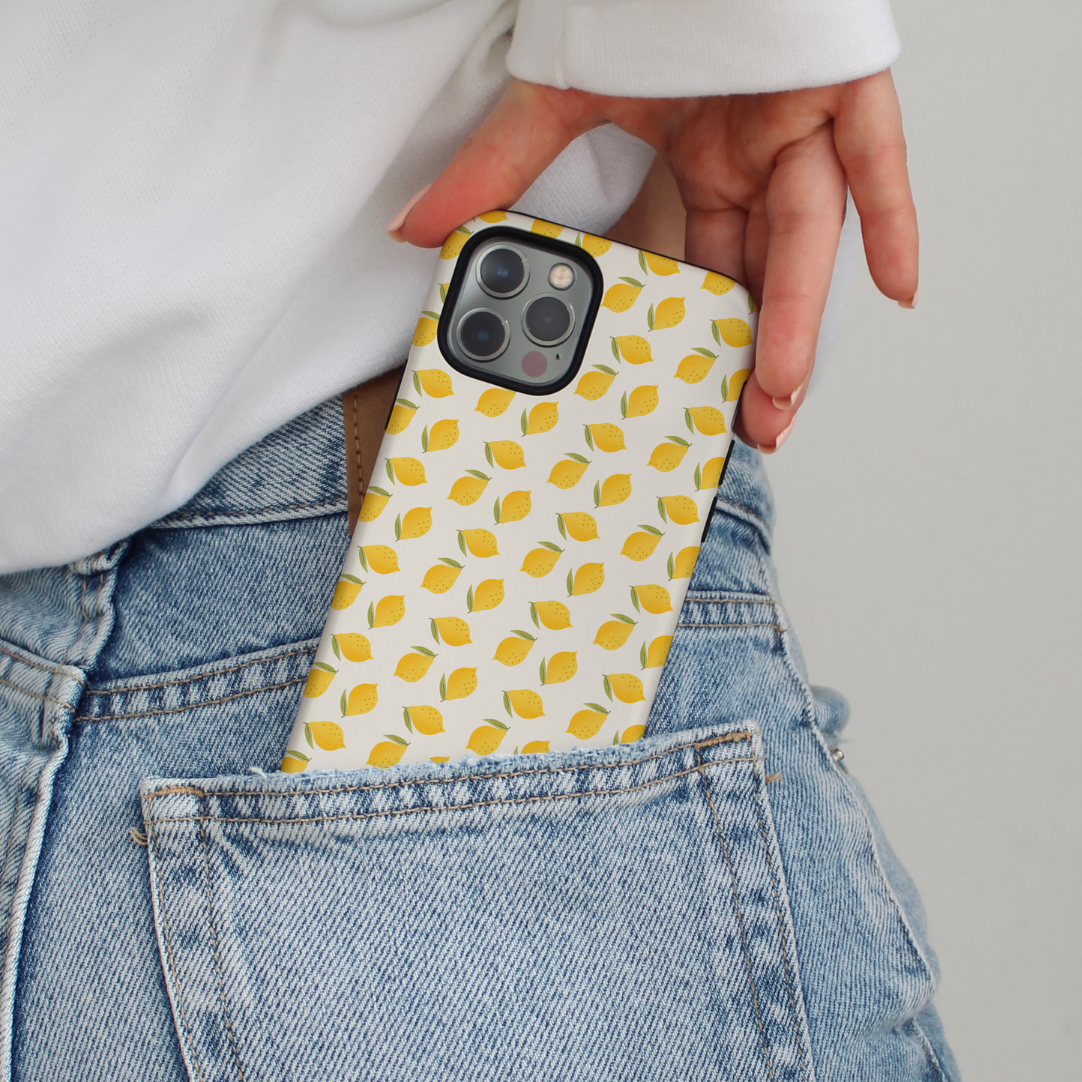 Handyhülle Zitrone Sommer für iPhone - Hard Case Hülle Zitronenmuster Limone