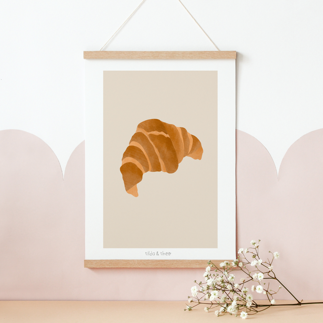Poster Croissant schlicht Frühstück - Kunstdruck Croissant Muster Einzug Küche