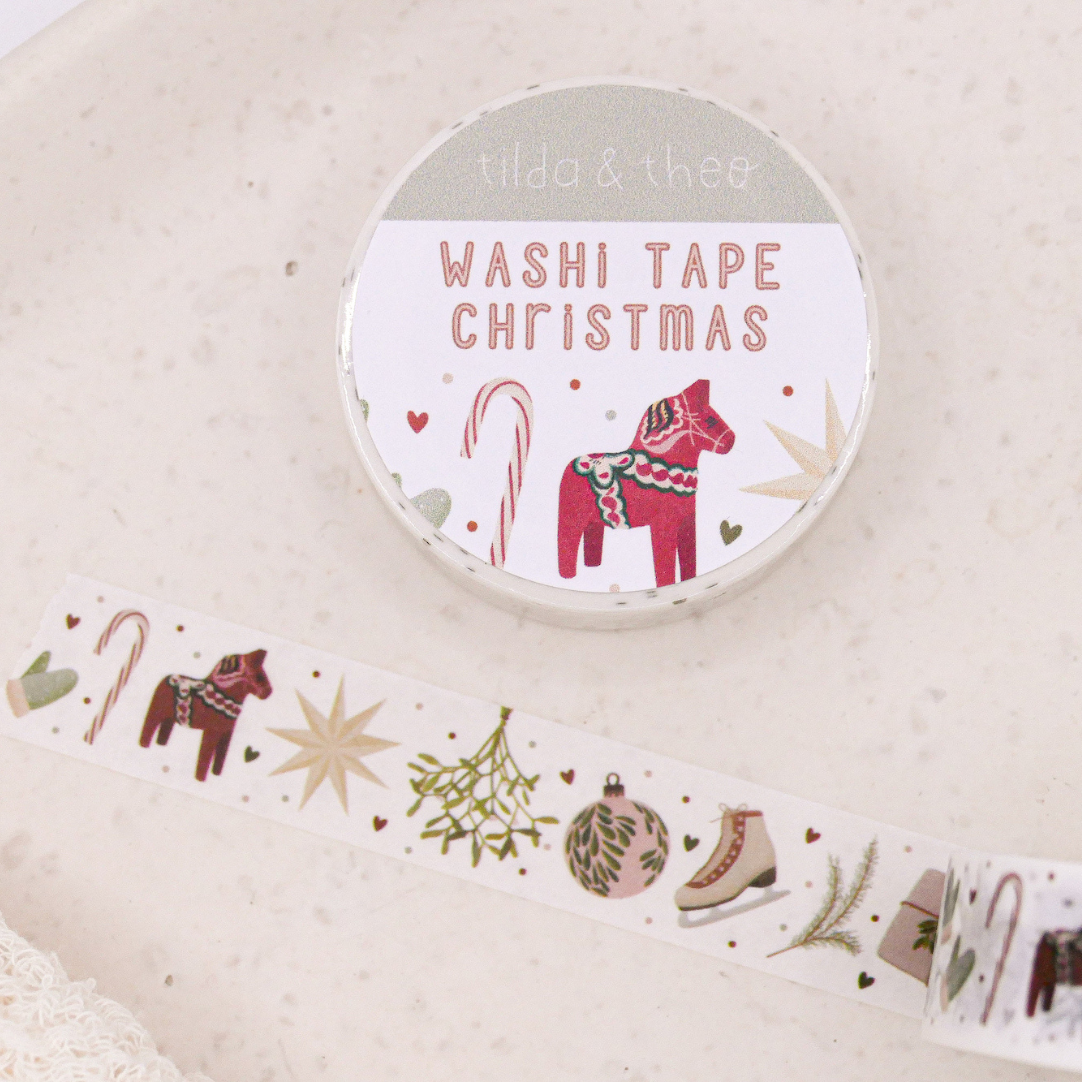 Washi Tape Weihnachten - Klebeband Masking Tape Schweden God Jul