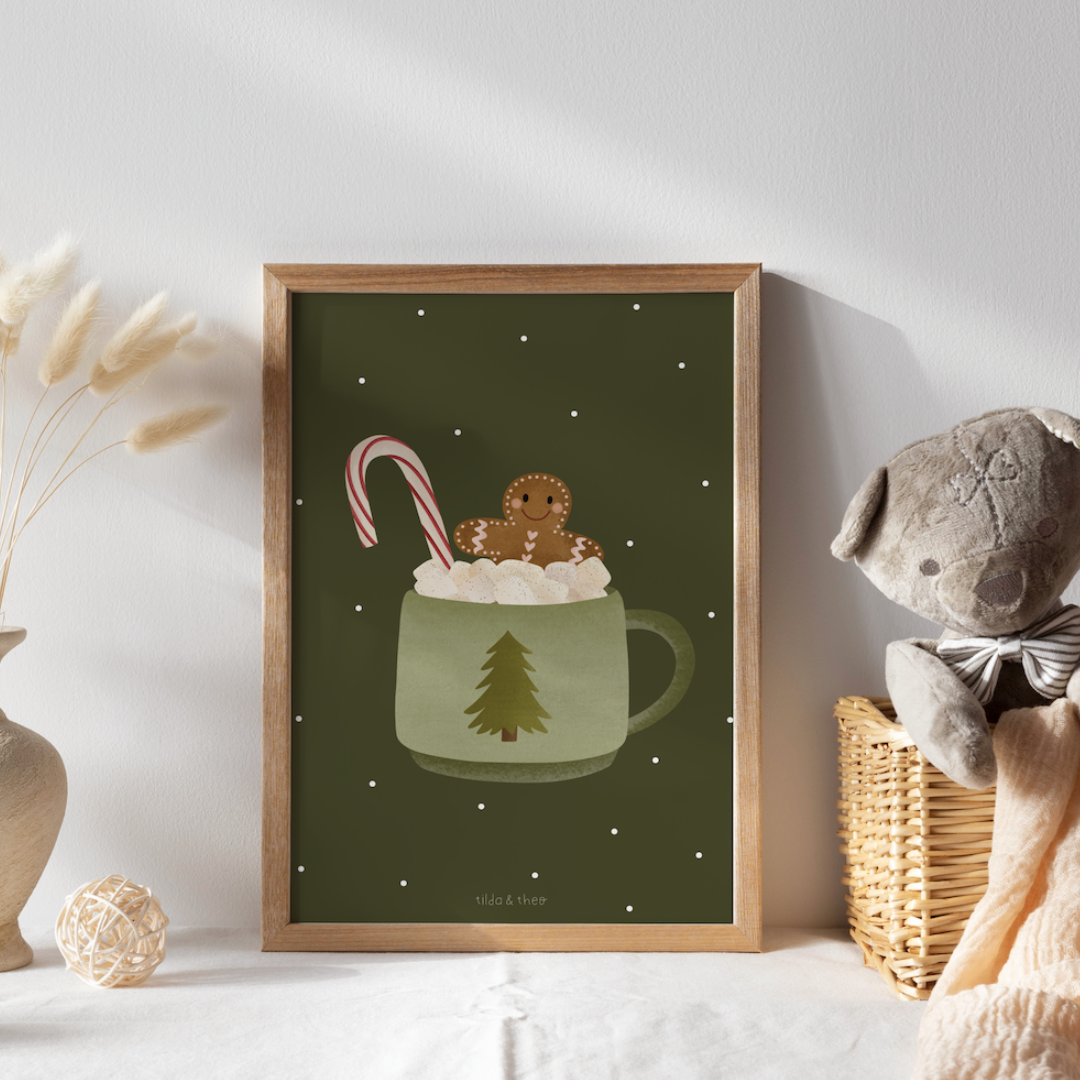 Poster Christmas Hot Chocolate Mug Gingerbread - Wall Decoration Christmas Mug