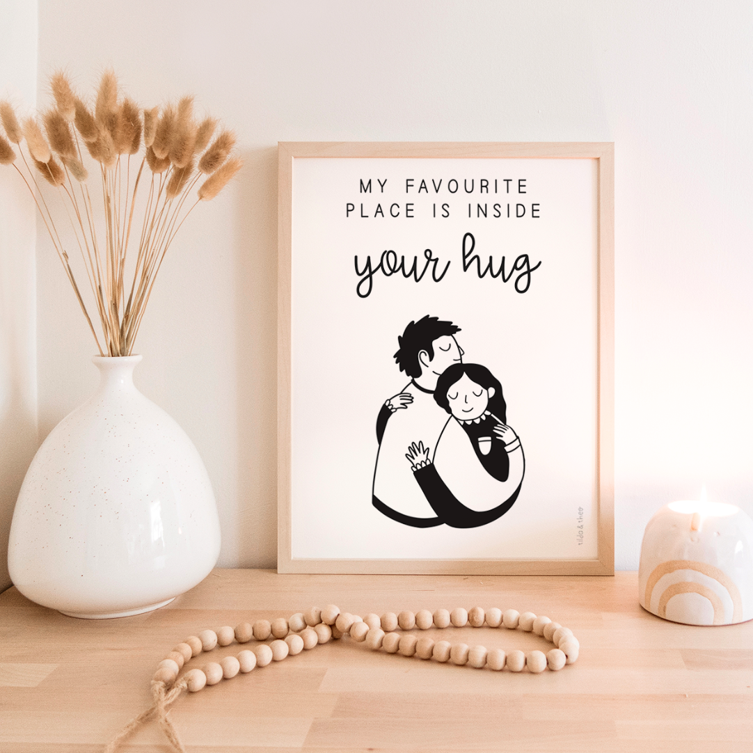 Couple Hug Poster - Wedding/Anniversary Poster