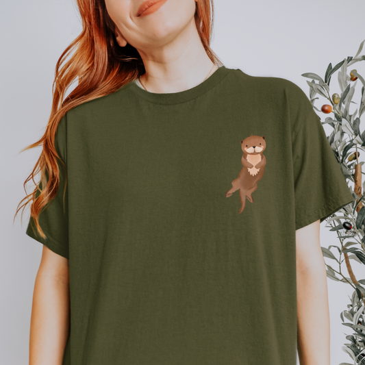 T-Shirt Otter BIOBAUMWOLLE Waldtier süßes Tier Shirt - Geschenk für Otterfans - Shirt Wald Otter klein