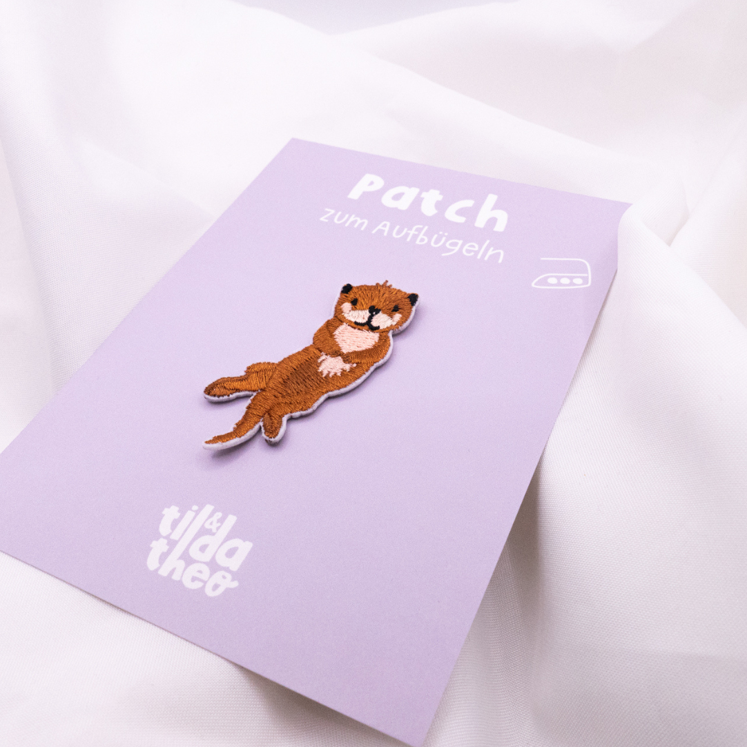 Patch Otter Aufnäher Süßer Tierpatch Shirt bedrucken - Kinder Geschenk Shirt verzieren Iron On Patch Ottergeschenk