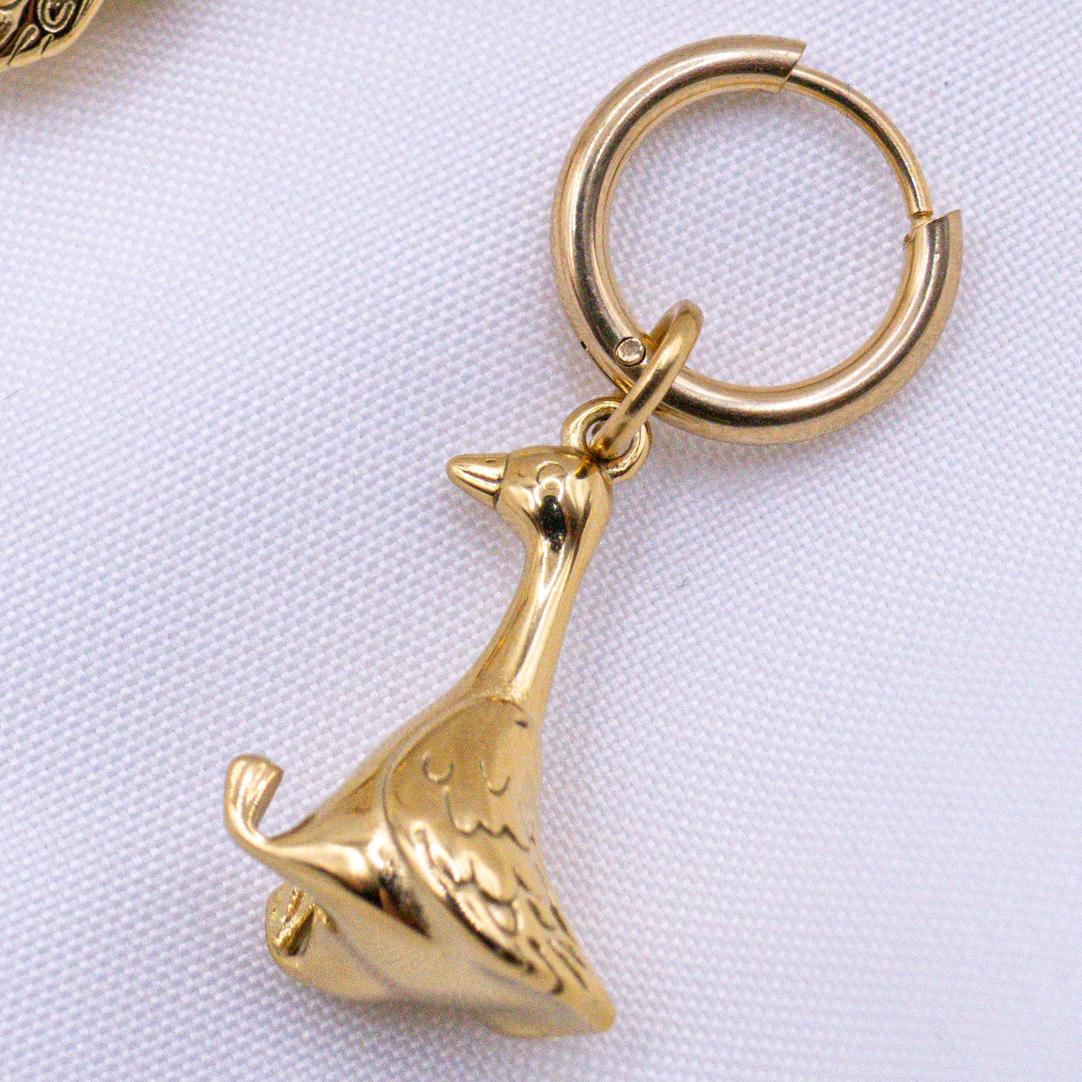 Ohrringe Gans süße Gänse Creole in Gold 18k vergoldet - leichte Ohrringe Enten