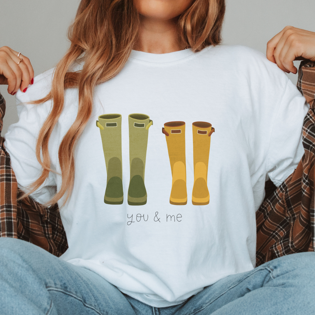 T-Shirt Gummistiefel BIOBAUMWOLLE - Paarshirt Herbst Geschenk you & me