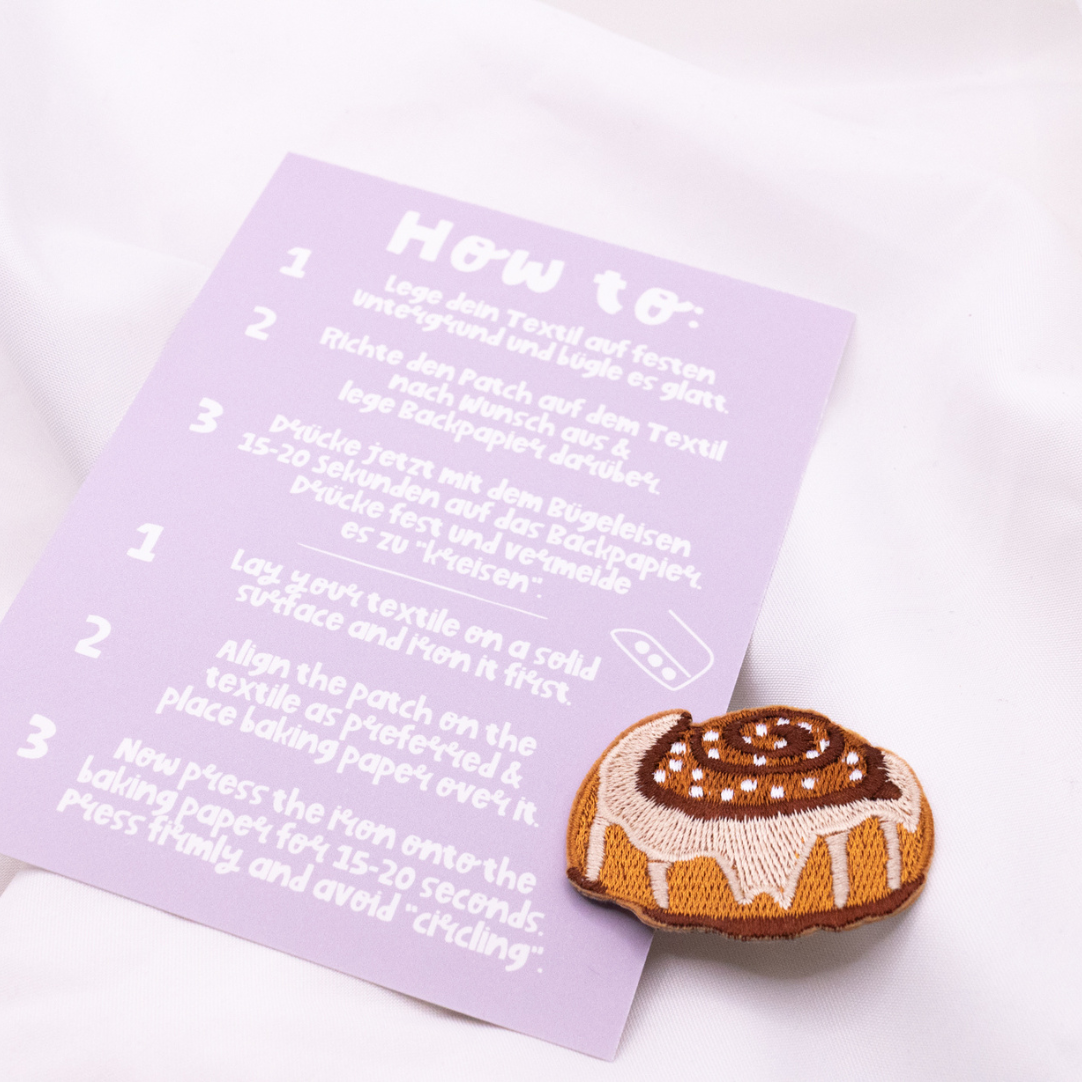 Patch Zimtschnecke Aufnäher Schweden Shirt bedrucken - Kanelbulle Geschenk Shirt verzieren Iron On Patch Schwedengeschenk