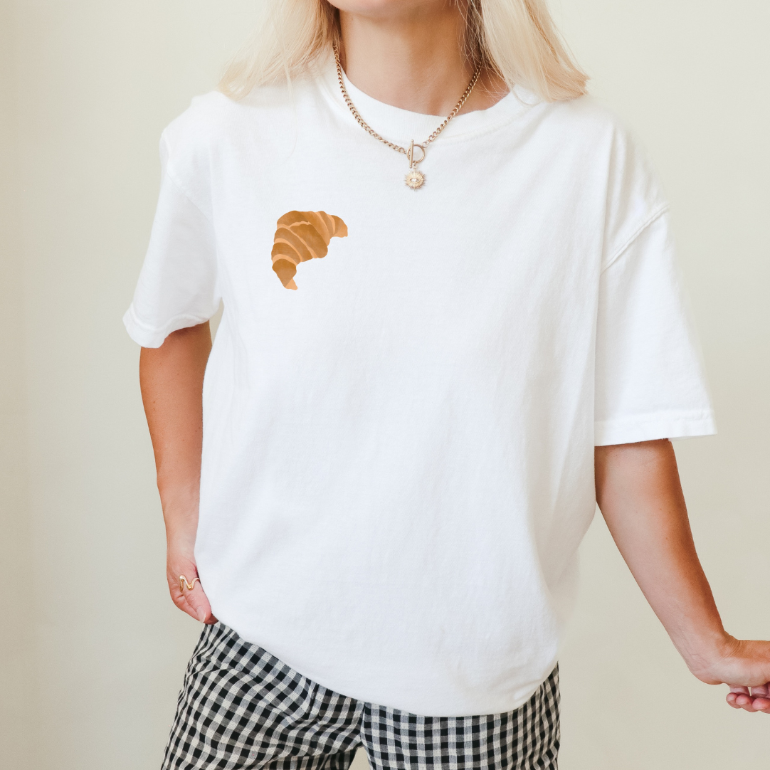 T-Shirt Croissant Gebäck - BIOBAUMWOLLE Süßes Croissant Shirt Geschenk