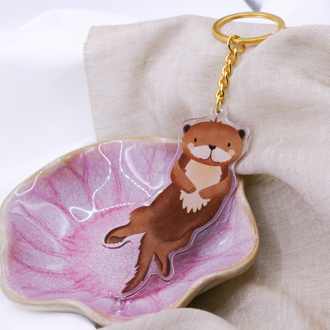 Schlüsselanhänger Otter Tier Acryl - Geschenk Einzug Fischotter süßer Schlüsselanhänger