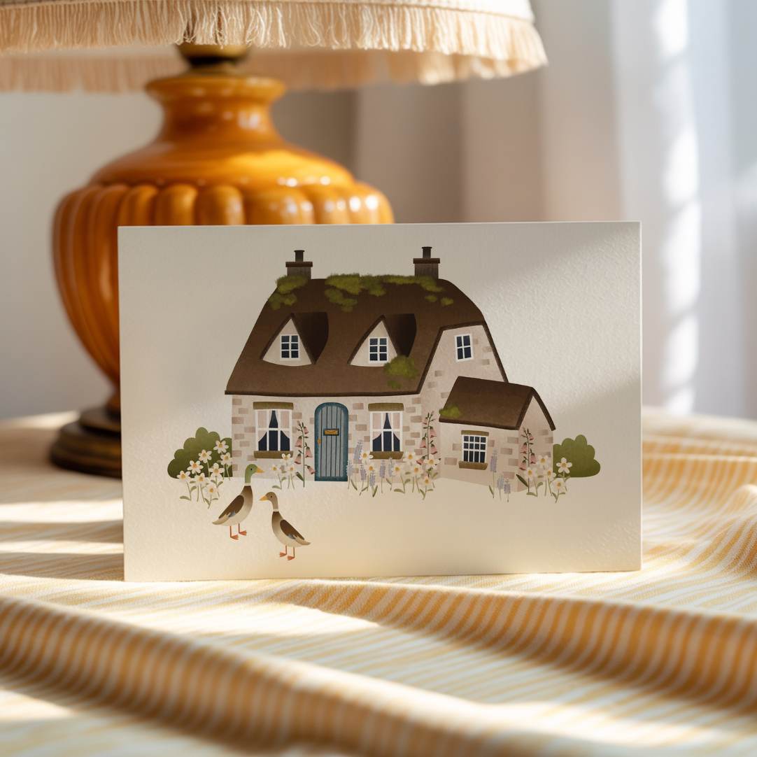 Postkarte Cottage Laufenten Haus Grußkarte Haus Einzug - Englisches Cottage