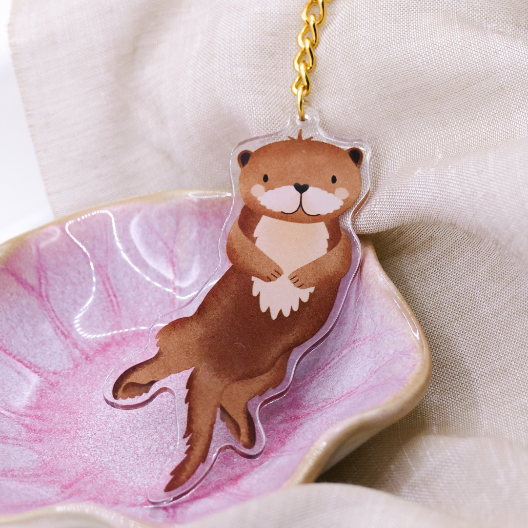 Schlüsselanhänger Otter Tier Acryl - Geschenk Einzug Fischotter süßer Schlüsselanhänger