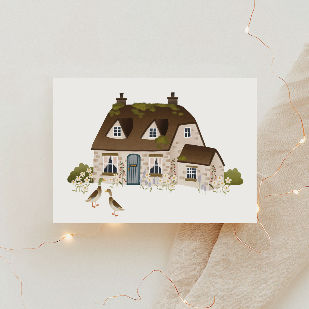 Postkarte Cottage Laufenten Haus Grußkarte Haus Einzug - Englisches Cottage