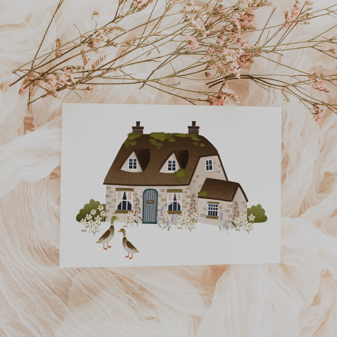 Postkarte Cottage Laufenten Haus Grußkarte Haus Einzug - Englisches Cottage