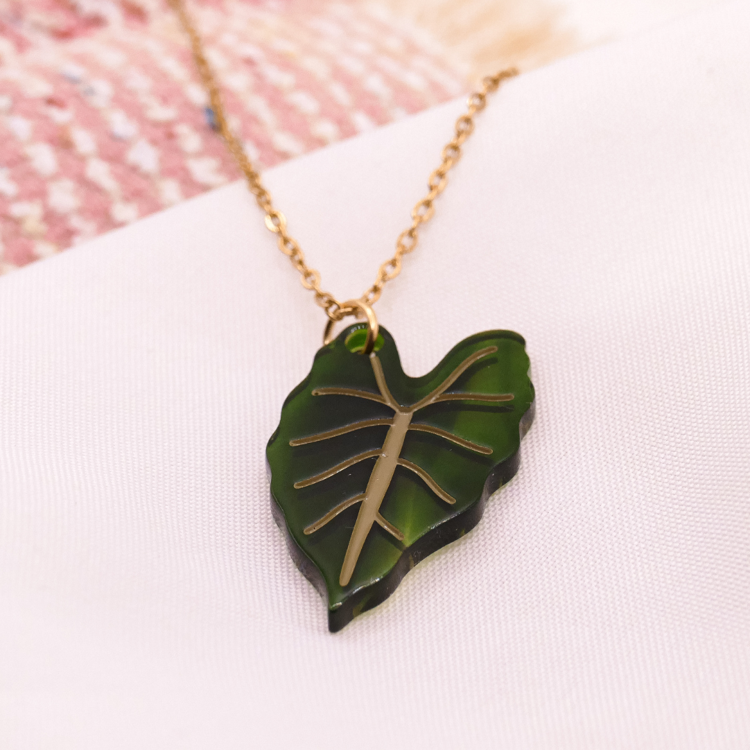 Halskette Zimmerpflanze Begonie - Kette 18k vergoldet allergikerfreundlich Monstera Blatt Anhänger