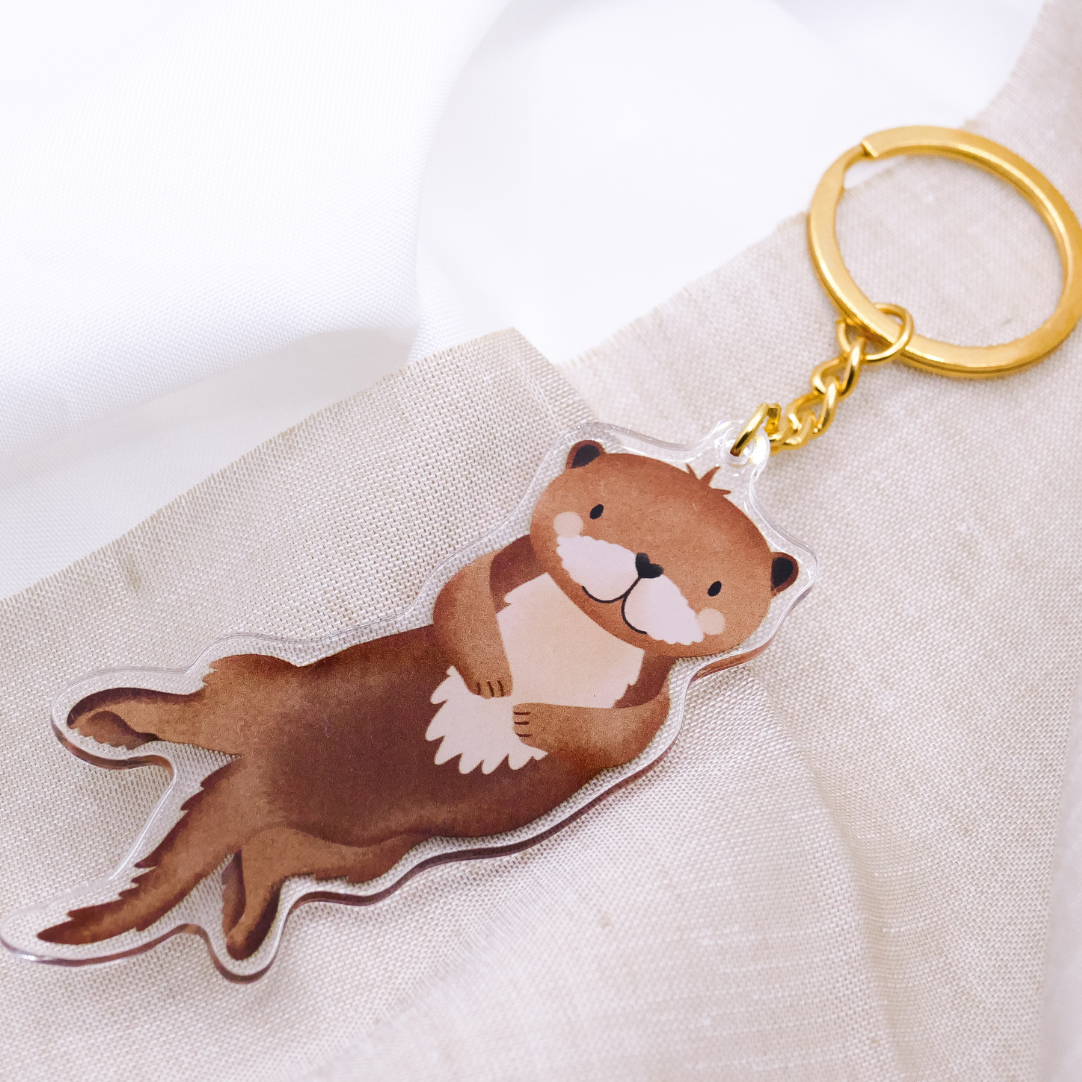 Schlüsselanhänger Otter Tier Acryl - Geschenk Einzug Fischotter süßer Schlüsselanhänger