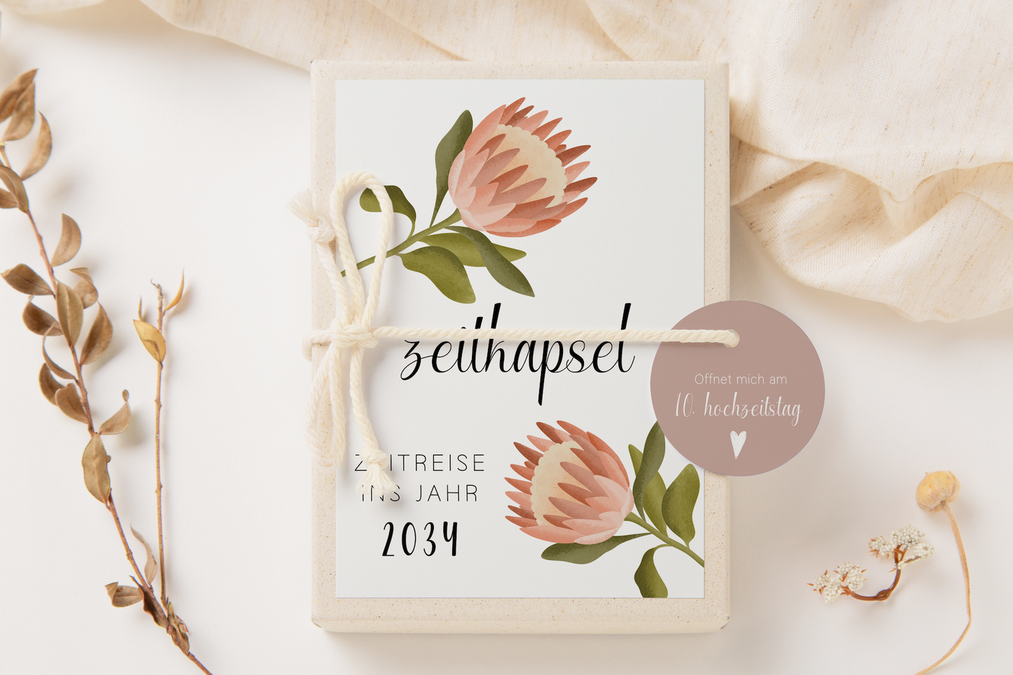 Time Capsule Wedding Fill In Protea - Cards in A6 Guest Book