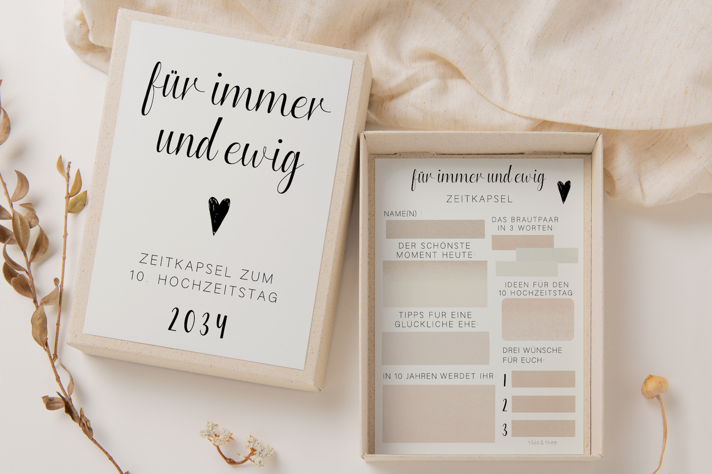 Time capsule wedding to fill in minimalistic - cards in A6 guest book