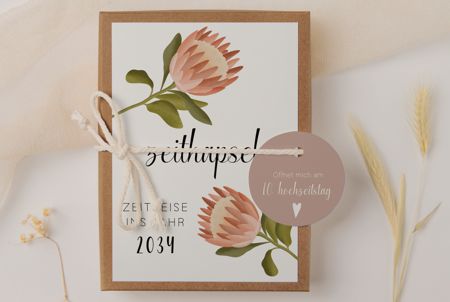 Time Capsule Wedding Fill In Protea - Cards in A6 Guest Book