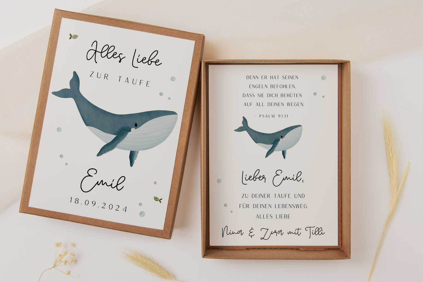 Gift box christening - whale gift of money