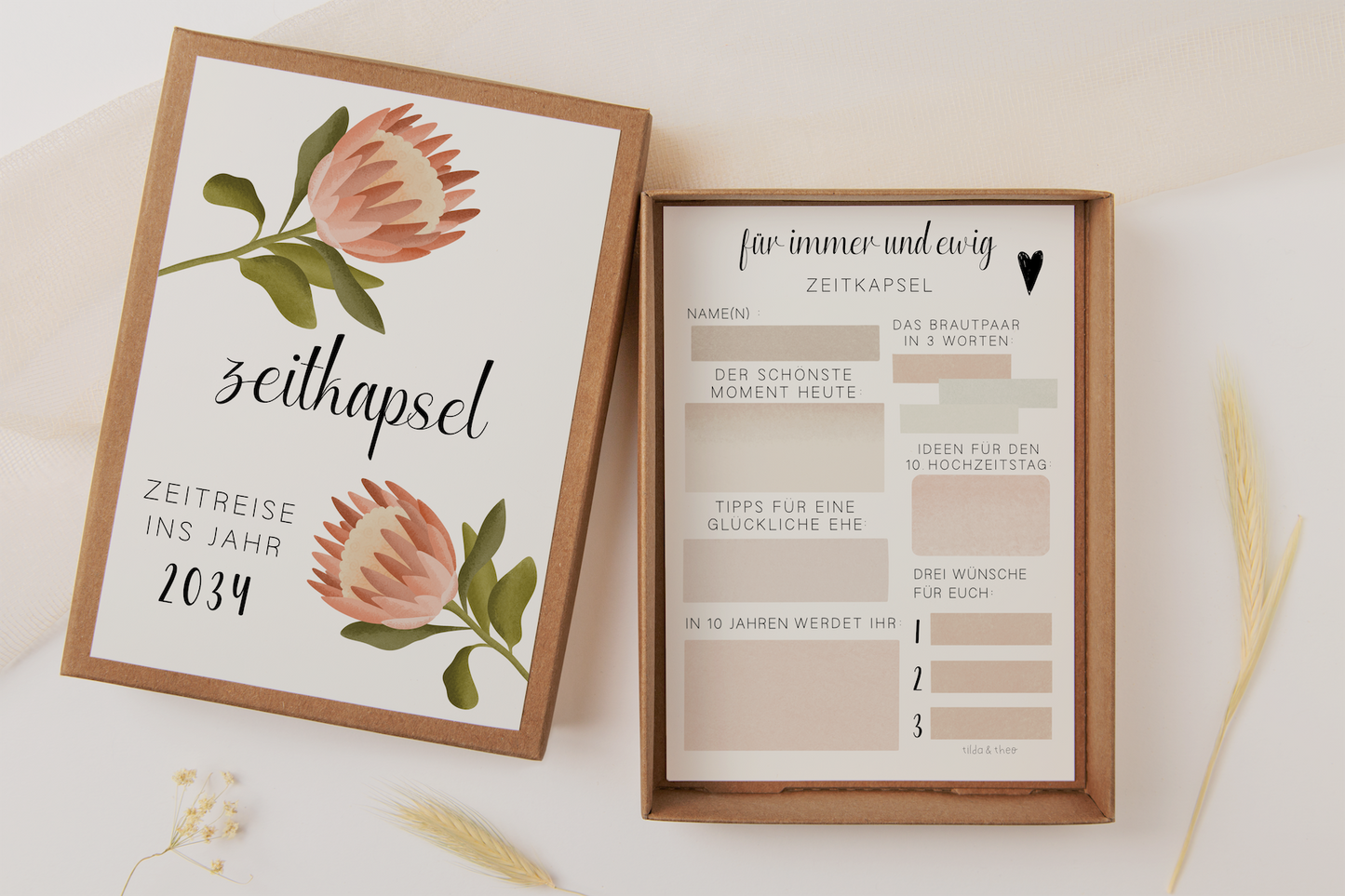 Time Capsule Wedding Fill In Protea - Cards in A6 Guest Book