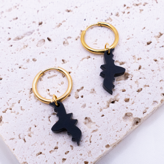 Ohrringe Fledermaus Creolen Halloween - leichte Ohrstecker Herbst kleiner Drache