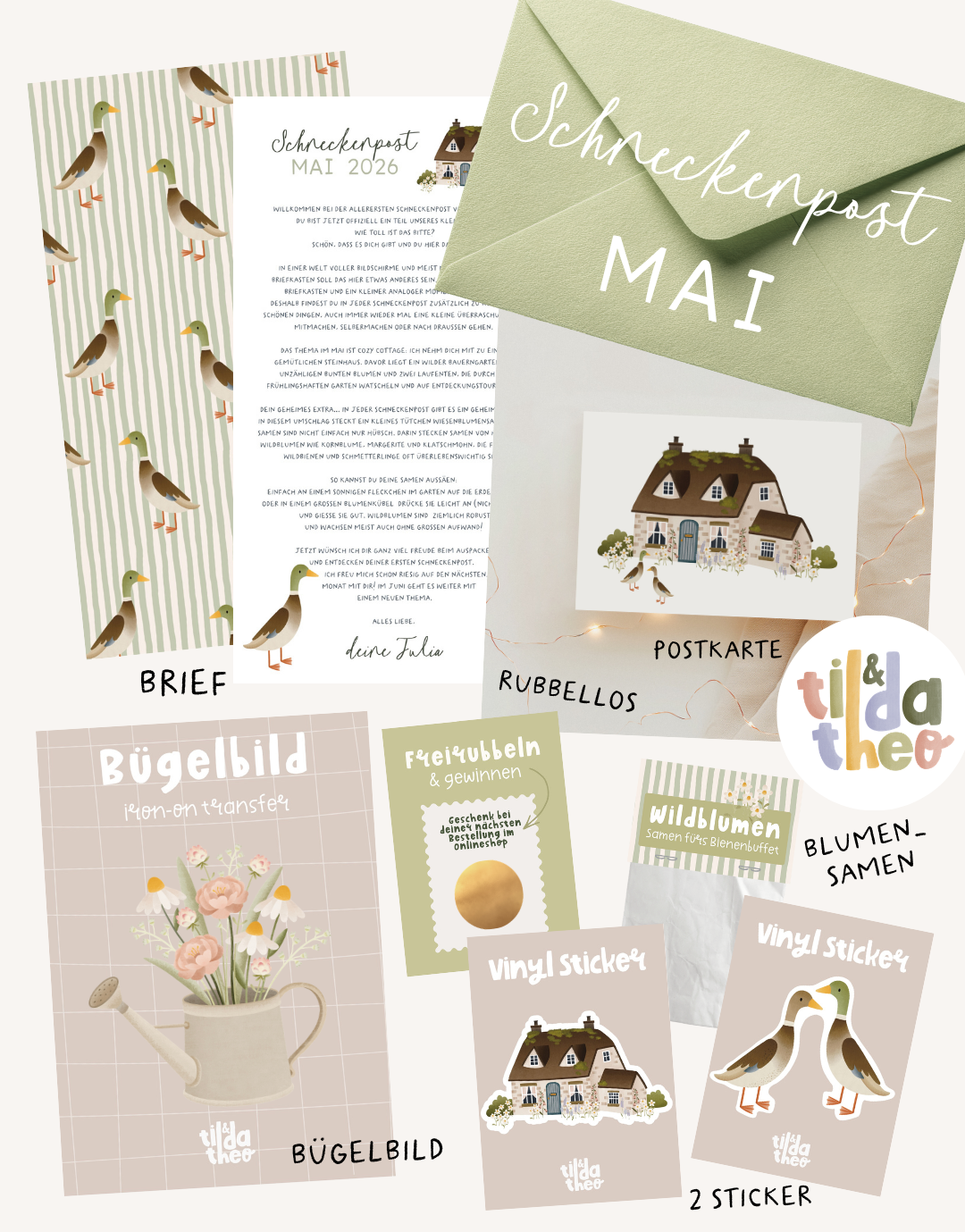 ENGLISH VERSION Snail Mail from Tilda & Theo - Our monthly Mail Club