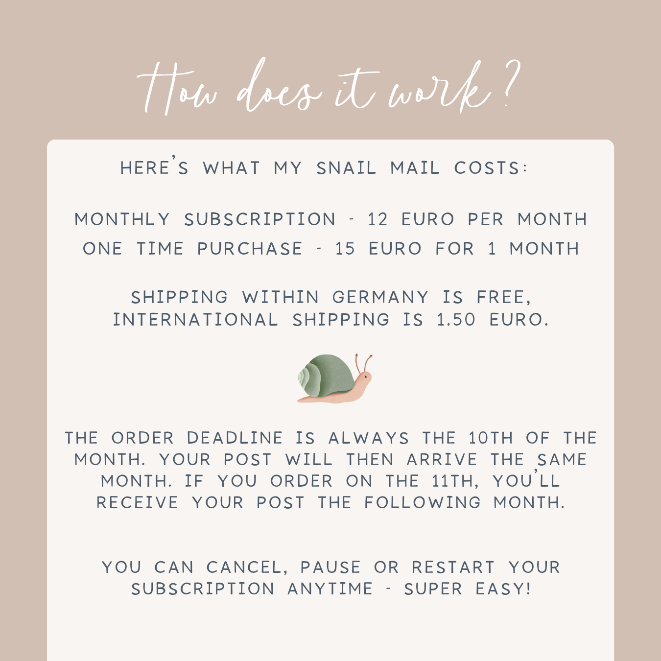ENGLISH VERSION Snail Mail from Tilda & Theo - Our monthly Mail Club