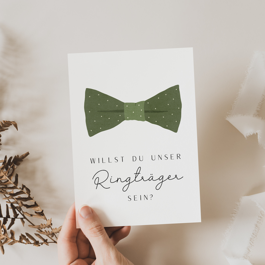 Postcard ring bearer ask - card bow tie