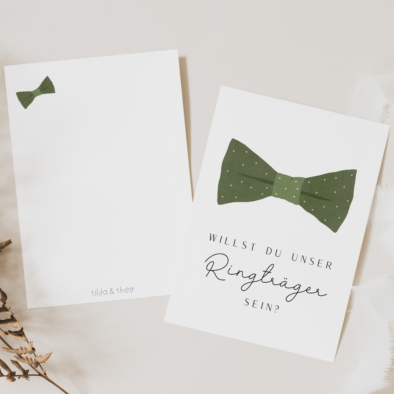 Postkarte Ringträger fragen - Karte Fliege Grußkarte Blumenkinder Hochzeit