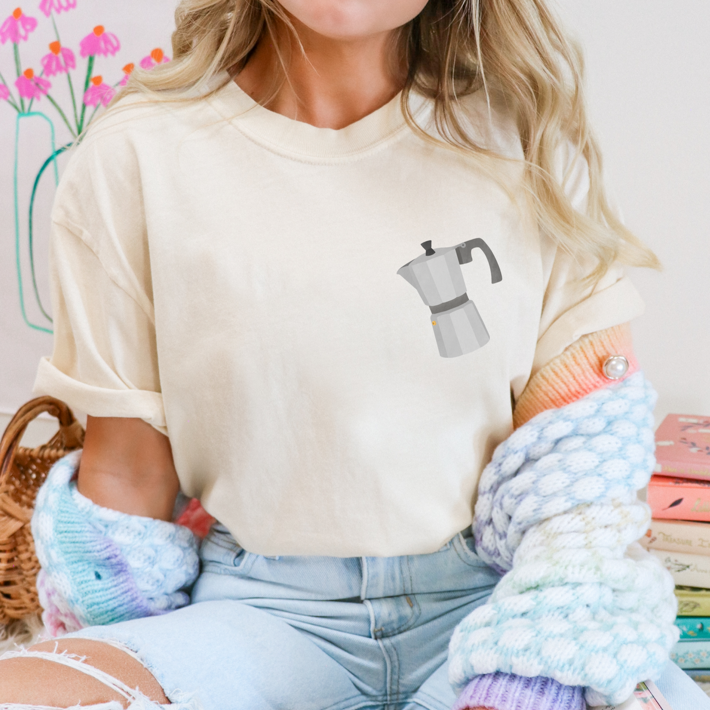 T-Shirt Kaffee BIOBAUMWOLLE Kaffeekanne - Geschenk Kaffeeliebhaber Shirt Espressokanne