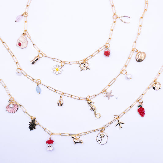 Halskette mit Charms Mix & Match Anhänger - mit Wunsch-Charms