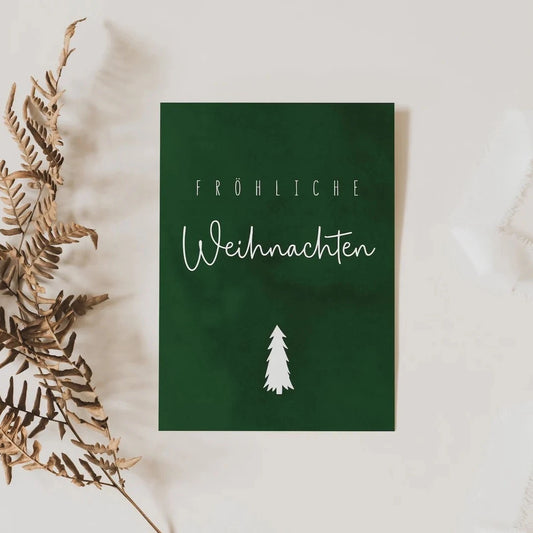 Weihnachtskarte Tannenbaum Grün Grußkarte - Postkarte Weihnachten schlicht