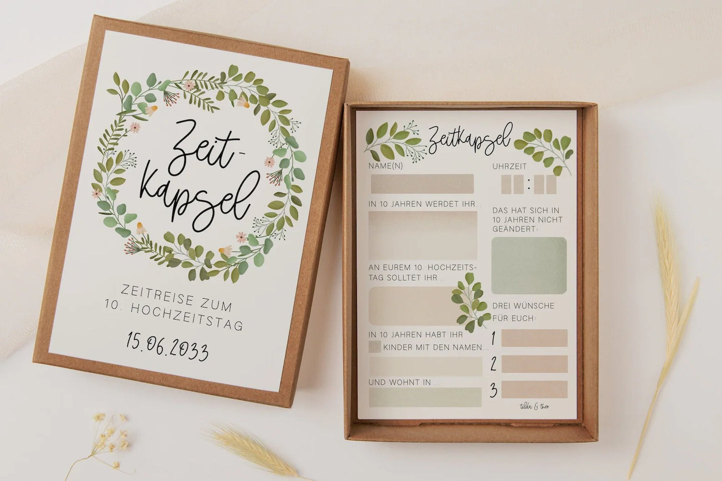 Time Capsule Wedding Fill In Eucalyptus Wreath - Cards in A6 Guest Book