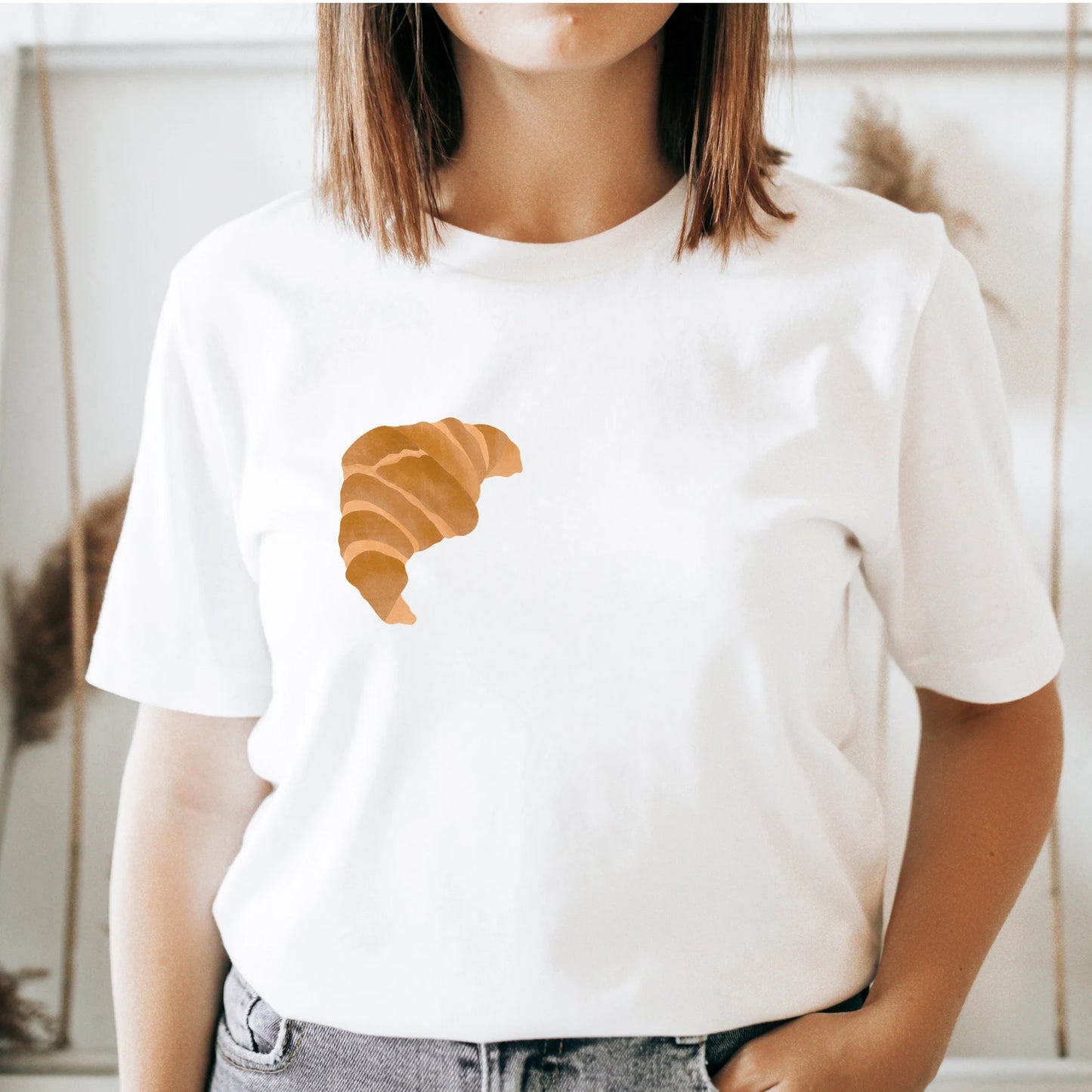 T-Shirt Croissant Gebäck - BIOBAUMWOLLE Süßes Croissant Shirt Geschenk