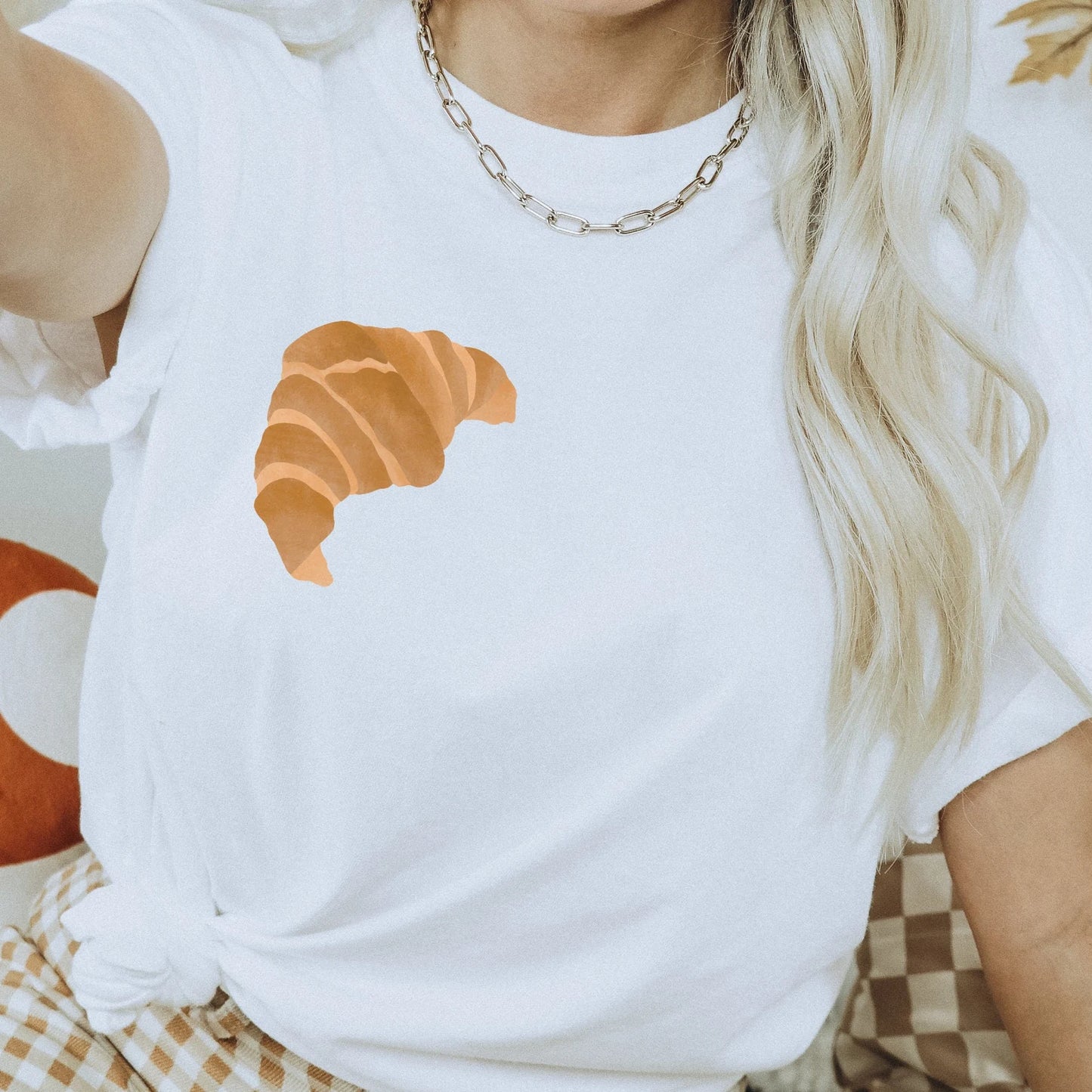 T-Shirt Croissant Gebäck - BIOBAUMWOLLE Süßes Croissant Shirt Geschenk