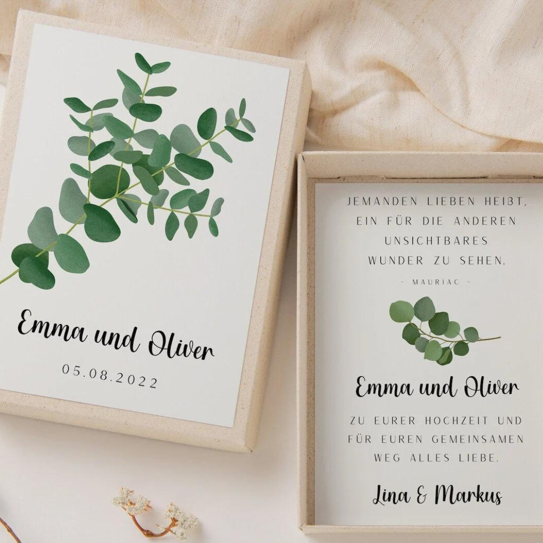 Gift box wedding eucalyptus branch - box wedding