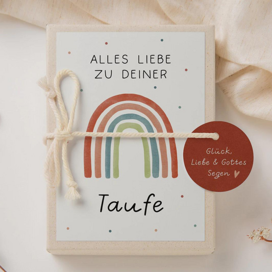 Geschenkschachtel zur Taufe - Regenbogen Geldgeschenk