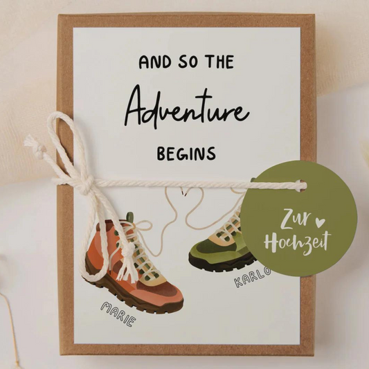 Gift box wedding hiking shoes - money gift adventure